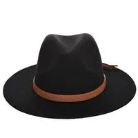 Fashion- Sun Hat Women Men Fedora Hat Classical Wide Brim Felt Floppy Cloche Cap Chapeau Imitation Wool Cap268Z254s