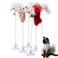 Cartoon Pet Cat Toy Stick Vare de plumas Ratón con mini Bell Cats Catcher Teaser Toys Interactive Cat Toys Wly935