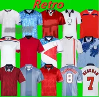 Retro Jersey 1982 1986 1998 2002 Shearer Beckham Soccer Jersey 1989 1990 Gerrard Scholes Owen 1994 Heskey 1996 Gascoigne Vintage Classic Football camisa 663