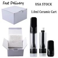 USA Warehouse Ceramic Vape Cartridges Atomizers Tompatronförpackning 0,8 ml 1,0 ml E -cigaretter Vagnar 510 Tråd tjock olje förångare Vape Starter Kits