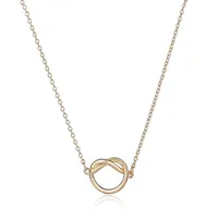 بيع جديد Maxi Colar Simple Love Heart Knot Pendant Jewelry 18 k Gold and Silver Placed Rink Chain for ang196p الخاص بك