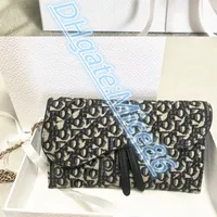 2pcs Langkette Stickerei Sättel Umhängetasche Luxusdesigner Original Handtaschen Herren Frauen mit einer kleinen Brieftasche Pochette zweiteilige Marke Crossbody Clutch -Taschen