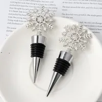 Bar Tools Winter Wedding Favors Silver Finished Snowflake Wine Stopper with Simple Package Christmas Party Decoratives BBB15665