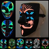 Masque lumineux LED 3D Halloween Habet Up Party Dance Party Cold Light Strip Ghost Masks Pouchage Personnalisation 0922