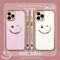 Handykoffer Telefonhülle für iPhone 12 Mini 13 11 Pro x XR XS Max 7 8 plus SE 2020 Mode Goldbeschichtung Smile Face Silikonabdeckung für iPhone13 T220928
