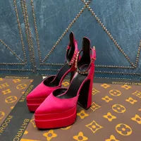 AEVITAS POINTY PLATTER PUMPS Dress Shoe High Heel Sandal Rhinestone Shoes Womens Crystal Double Flatforms Fashion Luxurys Designer مدبب إصبع القدم المدرج عرض 35-42
