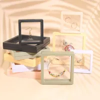 Caixa de armazenamento de jóias de filme pe 3D Caso de anel flutuante transparente transparente Brincho de colar de colar de colar dos casos de ornamento de exibição à prova de poeira