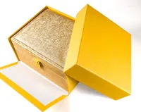 Titta på rutor 2022 Fashion Yellow Brown White 3 Color Smycken Watches Case Box Custom Logo Mini Order 100st Gloabl Skicka support grossist