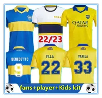 2022 2023 Boca Juniors 축구 저지 팬 팬 플레이어 버전 Camiseta Villa Salvio Medina Varela Tercera Yellow Salvio 축구 셔츠 남자 키트 키트