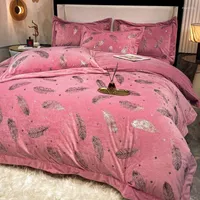 Juegos de cama Midune Baby Velvet Bronzing Grueso Cubierta nórdica de la almohada de almohada plana Invernal de la cama tibia Flanela queen King Tamaño