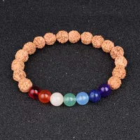 7 Chakra Vajra Bodhi Pulsera hecha a mano Rudraksha Beads Buddha Bracelets Bangles for Women Men Yoga Healing Reiki Mala Bracelet