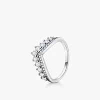 Princess Wish Ring Box para Pandora 925 Sterling Silver Princess Wishbone Rings Set CZ Diamond Women Women Wedding Gift Ring 2140 E3
