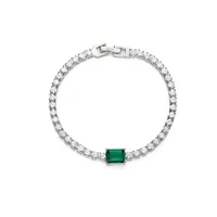 Aiyanishi 925 Sterling Silber Emerald Green Tennis Armreifen Armband für Frauen Hochzeit Fein Schmuck Armbänder Weihnachtsgeschenk 301e