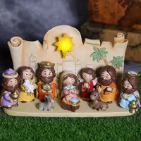 Baby Toy Resin Cartoon Religious Nativity Figurine Manger Group Jesus Child Doll Christmas Church Friendship Gift Resin Figure for Home W220923