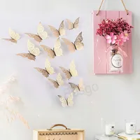 12pcs/set 3d Hollow Out Butterfly Wall Sticker Decoration DIY Home Removable Decal Decal Wedding Party Decor Decor Stickers BH7632 TYJ