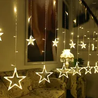 Saiten 2,5 m 138 LED Moon Star Fairy Lichter Weihnachten Leichtgirlandenvorhang f￼r Hochzeit/Zuhause/Party/Geburtstagsdekoration