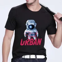 남성용 T 셔츠 티셔츠 의류 패션 캐주얼 애니메이션 판타지 우주 비행사 패턴 시리즈 탑 라운드 목 슬림 한 통근 통근 검은 셔츠
