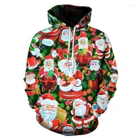 Sweat ￠ capuche masculine ￠ capuche de mode masculin Automne et hiver l￢che Pillor Long Sleeves Christmas 3D Streetwear Man Sweatie Veste