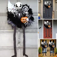 Other Festive Party Supplies Halloween Fright Pumpkin Wreath Front Door Hanger Skeleton Garland Wall Hanging Decor Haunted House Layout Props 220922