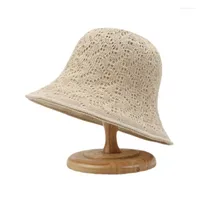 Wide Brim Hats Women's Knitted Hollow Bucket Hat Solid Color Fashion Sun Seaside Beach Travel Protection Ladies Casual Outdoor