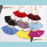 Pendant Necklaces Long Colorf Tassel Necklace For Women Charm Vintage Fashion Circle Pendant Necklaces Boho Bohemian Ethnic Jewelry D Dhmjr