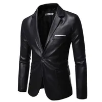Suits Blazers Hoo 2022 Spring New Men Pu Leather Blazer Youth Fashion Casual SingleButton Blazer J220906
