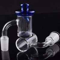 Newest 5mm Bottom Flat Top Quartz Banger 14mm 10mm 18mm female male Nail With Colored Glass carb cap for glass oil Rigs Bong184f