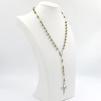 1 Stainless steel Ball Virgin Mary Rosary Necklaces Bead Chain Pendant Catholic Church Women Men Cross Jesus Christian Jewelry291n