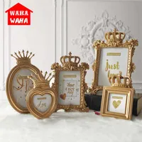 European Golden Crown Po Frame Creative Resin Picture Desktop Frame Luxury Po Frame for Wedding Home Decorative Gift Craft SH19091288c