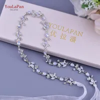 Szarże ślubne Youlapan S301 luksusowe pasy damskie ubieranie się organza biały niebieski rhinestone klejnot ślubny