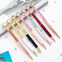 Creative Gold Powder Diamond Ballpoint Pindrome Hiled Metal Pen Advertising Gift Gift Pens School Office Stationery Wholesale
