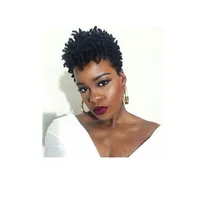 Peça de peruca curta curta Cabelo brasileiro Africano African Ameri Hair Human Short Cut Curly Wig para mulheres em grandes estoques314m