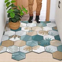 s PVC Hexagon Bedroom Bathroom Living Room Hallway Entrance Doormat Remove Mud Non-Slip Can Be Cut Home Mats Carpet 0923