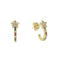 Korean 2019 Fashion Sweet Personality Cute Small Star Stud Earring for Women Girl pave rainbow cz Party Jewelry cheap Whole3034