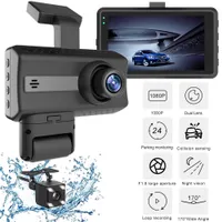 Car dvr Dash Cam Dual Lens 1080P UHD Recording Car Camera DVR Night Vision WDR Built-In G-Sensor Motion Detection 24Hr Parking Monitor 0923