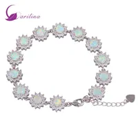 Glam Luxe Mysterious 925 Sterling Silver Overlay CZ White Fire Opal Bracelets for teen girls 22cm 8 85 inch B461200h
