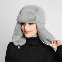 Berets Russian Women's Winter Warm Bomber Faux Fur Hats Solid Ski Caps Ladies Outdoor Thermal Felmale Soft Ushanka Hat With Ears