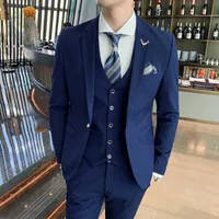 Suits Blazers Vest 2021 New Men Fashion Business Solid Color Wedding Dress Terno Male Mariage Slim Formal Social Tuxedo J220906
