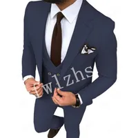 Wedding Tuxedos One Button Men Suits Groomsmen Notch Lapel Groom Tuxedos Wedding Prom Man Blazer Jacket Pants Vest Tie W1110