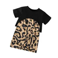 Girl'S Dresses Baby Girls Toddler Clothes Kids Clothing Summer Suit Short Sleeve Leopard Print E18932