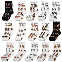 Men&#039;s Socks Cute Pet Animal Dog Pig Cotton Casual Women Men Streetwear Funny White Kawaii Short Happy Cartoon