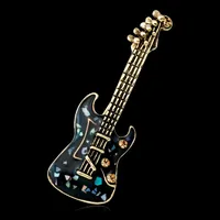 Electric Guitar Brooch Pins Musical Instrument Colorful Shell Corsage Brooches for Women Men Fashion Jewelry