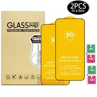 2Pack 9d Telefon Temperierter Glasschilddrüter für iPhone 14 13 12 11 Pro Max XR XS 6 7 8 plus Samsung S22 S21 A13 A23 A33 A53 A73