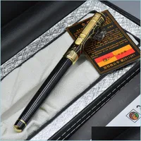Fountain Pens Top Grade Picasso Black Metal Fountain Pen School Office Stationery Fashion Promotion Writing Gift Ink Pens Drop Delive Dhrto