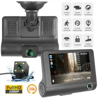 DVRS 3 Cameras 4.0 pouces Car DVR 24H CAM HD CAME DIBE LENS Recorder vidéo 1080p Box Box Cycle Dashcam Mirror 0923