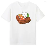 Heren t shirts sushi slaap cartoon t-shirt grappig kawaii japan style anime tee 2022 zomer losse katoenen tops creatieve mannen t-shirts