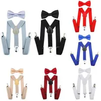 Verstellbare elastische Kinder -Hosenträger mit Bowtie Fliege Krawatte Set passende Krawatten Outfits Hosenträger für Girl Boy 7 Farben bbyes300g