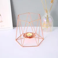 Ljusstakar mode 3d geometriska j￤rnljusstake v￤ggh￥llare prydnad sconce matchande tealight st￥l minimalistisk dekor