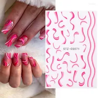 Nail Stickers 3D Swirl Lines Sticker Colorful Geometry Irregular Wave Stripe Design Decals DIY Tips Nails Art Decorations Manicure Slider