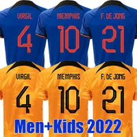 2022 Paesi Bassi Memphis Youth Soccer Jersey de Jong Holland de Ligt Wijnaldum van Dijk 22 23 Shirt da calcio Uomini per adulti Kit Dumfries